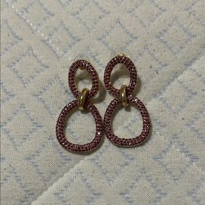 Express Gold and Pink Textured Hoop Earrings